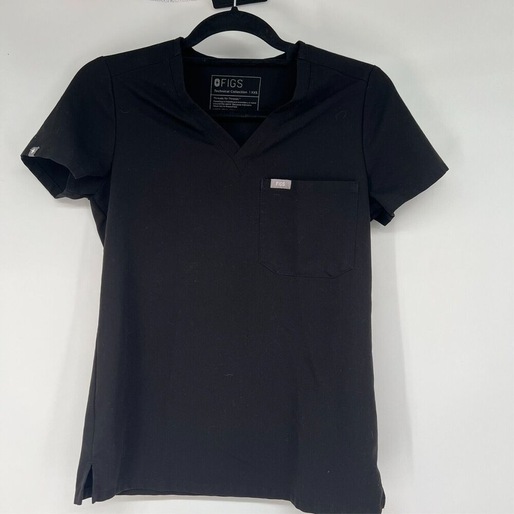 Figs Black Women's V-Neck Scrub Top